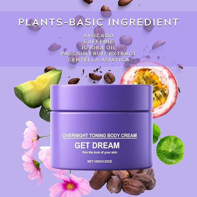 Get Dream Overnight Toning Whip - Body Firming Cream Cellulite Remover While You Sleep, Skin Tightening Cream for Body Anti Wrinkle, Hydration, Elasticity, Target the Appearance of Loose Skin Care