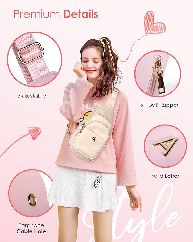 Birthday Gifts for Women Teen Girls, Initial Crossbody Sling Bag, Travel Purse for Women, Friends Sister Gifts