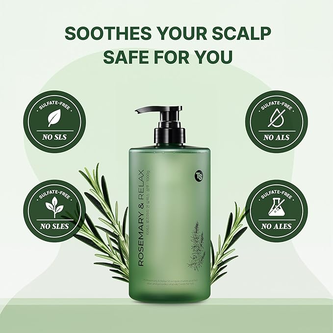 TS Rosemary & Relax Shampoo (1000g) Hydrating & Calming | Natural Ingredients | Sulfate-Free | Korean Shampoo