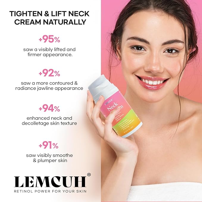 Neck Cream for Tightening and Firming: Anti Aging Anti Wrinkles Reduces Neck Lines Fine Lines - Retinol Niacinamide Squalane Hyaluronic Acid Ceramides Cruelty Free Paraben Free 2.8 OZ/80g