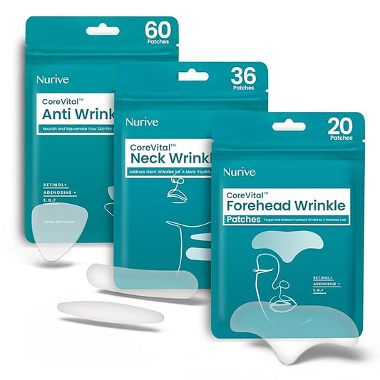 360° Smoother Set, Wrinkle Patches for Forehead, Neck, Smile Line, and Frownline| Korean Skincare with Retinol, Collagen, & Hyaluronic Acid| Overnight Wrinkle Treatment Invisible Tape