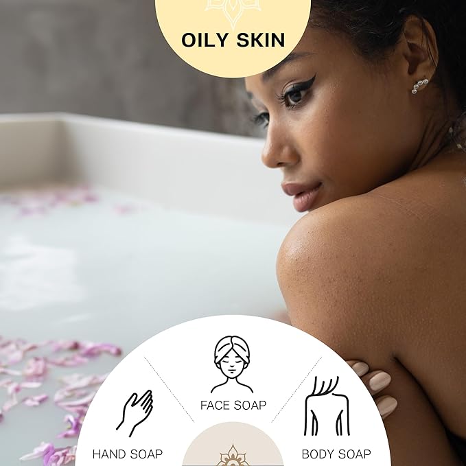 AUTHENTIC BATH & SOAP Natural Bar Soap Set for Oily Skin – Handmade, Acne Oil Control, Odor-Fighting (6-Pack): Tea Tree, Pine Tar, Orange & Cinnamon, Lavender, Activated Charcoal, Honey & Chamomile