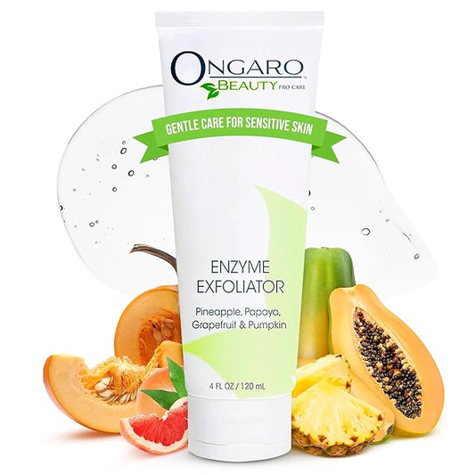 Ongaro Beauty Organic Face Scrub - Natural Exfoliating Face Wash & Enzyme Peel for Sensitive Skin - Facial Scrub Exfoliator for Women & Men - Clear Acne & Unclog Pores - Smooths & Brightens - 4 FL OZ