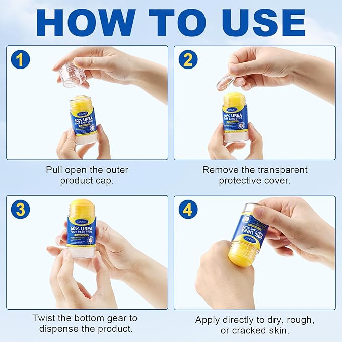 2PCS Urea Cream Stick 60% + 2% Salicylic Acid, Heel Balm for Dry Cracked Feet, Callus Remover & Exfoliating Moisturizer, Fast-Absorbing Foot Cream Stick for Rough Heels, Hands & Knees