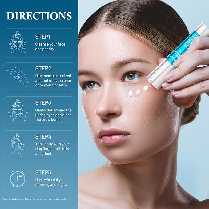 Retinol Under Eye Cream - Anti-Aging Eye Cream for Eye Bags, Dark Circles, and Fade Wrinkles, Fine Lines, Puffy eye Skin Care Treatment for Women and Men, 20ML(Blue)