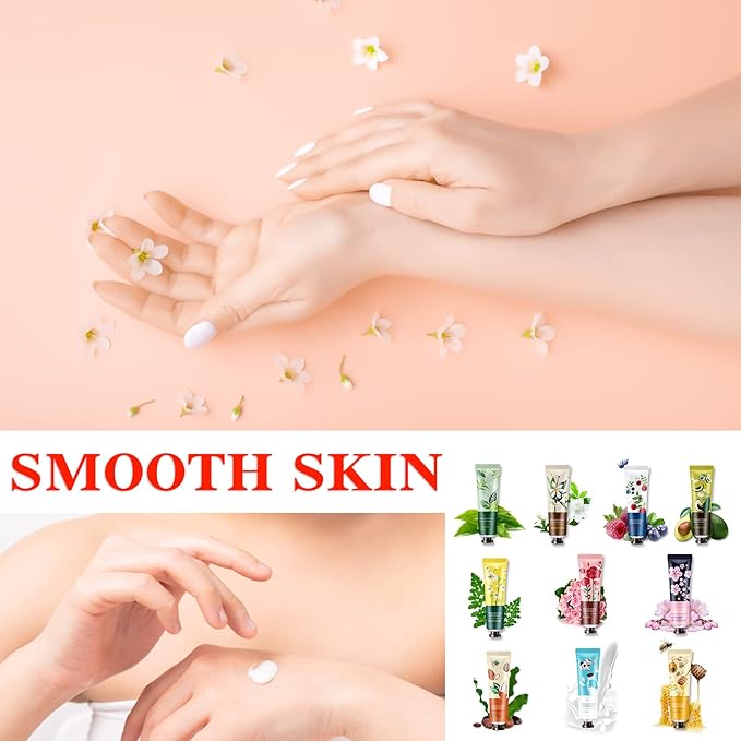 10 Pack Natural Botanical Fragrance Hand Cream Travel Gift Set for Chapped and Work Hands,Moisturizing Mini Hand Lotion Travel Size for Men and Women,with Natural Shea Butter and Aloe Vera - 30ml