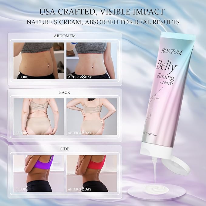 B Flat Belly Firming Cream for Stomach, Thighs & Butt, Premium Skin Tightening Cream, Body Lotion for Firmness and Moisturizer Lift,Women and men 4.2 Fl Oz