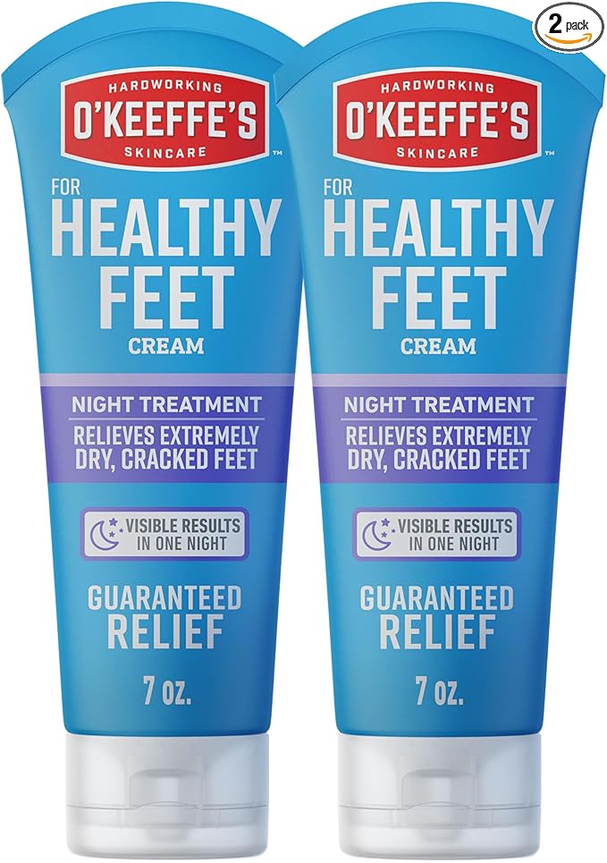 O'Keeffe's for Healthy Feet Night Treatment Foot Cream - 7 oz Tube (2 Pack) - Overnight Relief for Extremely Cracked, Dry Feet, Repairing Skincare, Instantly Boosts and Retains Moisture Levels