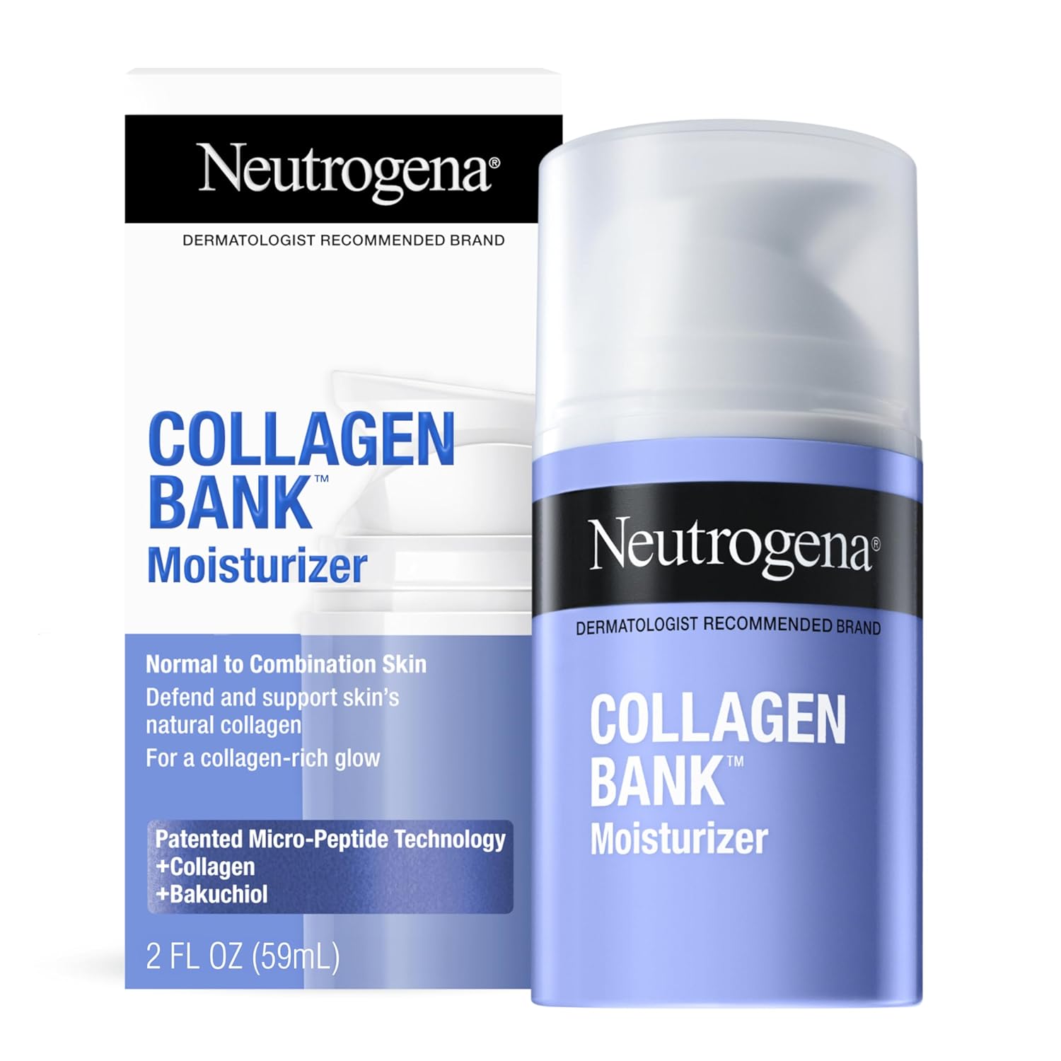 Collagen Bank™ Anti-Aging Face & Neck Cream with Bakuchiol | Daily Collagen-Boosting Moisturizer for Firm, Plump & Youthful Skin | Wrinkle Care Face Lotion | 2 Fl. Oz