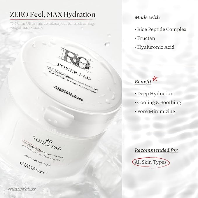 R0 Rice Toner Pads |Seamless Cellulose Gel | Zero Irritation Hydration | Rice-Peptide Complex for Soothing,Nourishing | Vegan & Biodegradable | Korean Skincare | 80 Pads
