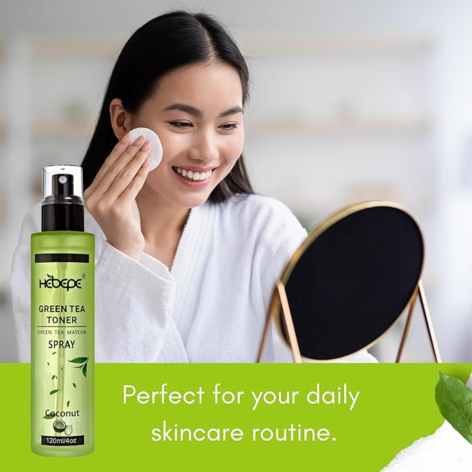 Green Tea Matcha Facial Toner Mist with Coconut Water, Refreshing, and Soothing Face Toner, with Jojoba Oil, Castor Oil, Snail Filtrate,120ml