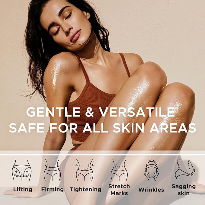 Body Firming Oil for Crepe Skin: Fast Absorbing Firming & Hydrating Skin Care with Jojoba, Grapeseed & Geranium Oils, Vitamin E | 3.4 Fl Oz Moisturizing Treatment Oil for Tightening After Shower