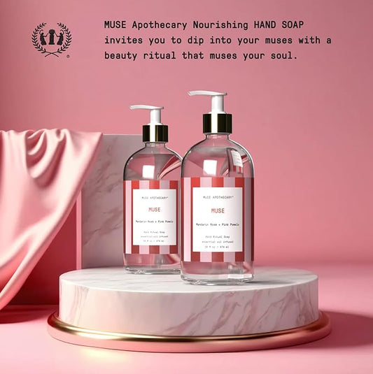 Muse Apothecary Hand Ritual - Aromatic and Nourishing Hand Soap, Infused with Natural Aromatherapy Essential Oils - Great Valentine's Day Gift - 16 oz, Mandarin Rosè + Pink Pomelo, 3 Pack