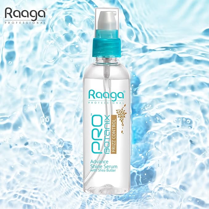 Raaga Professional Pro Botanix Frizz Control Hair Serum with Shea Butter | Smooths & Tames Frizz | Enhances Shine & Softness | Lightweight & Non-Greasy | 3.38 Fl Oz/100ml