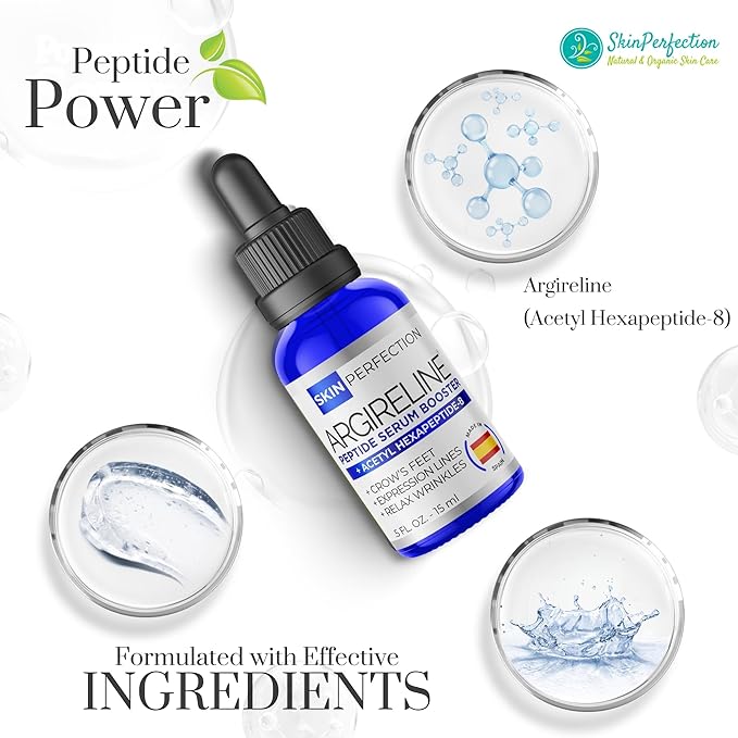 Skin Perfection Argireline Serum - Peptides Serum for Face with Acetyl Hexapeptide-8 for Fine Lines & Wrinkles - Diy Anti Aging Argireline Booster Solution Mix with Any Skincare Products 0.5oz