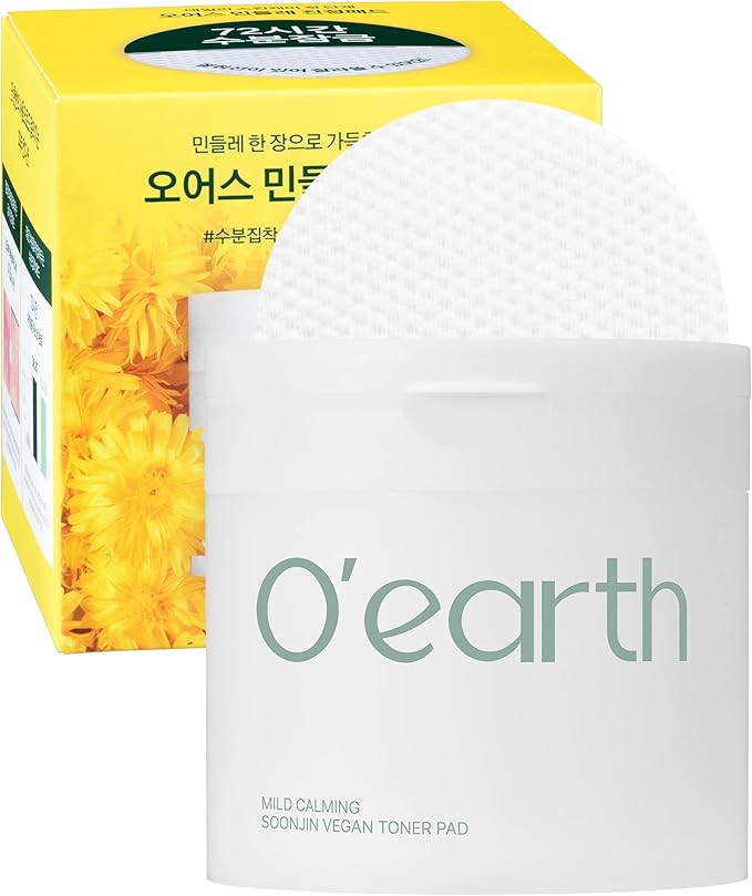 O’Earth Mild Calming Vegan Toner Pad - Dual-Textured, Exfoliating, Soothing, Moisturizing with Dandelions & Hyaluronic Acid, EWG Green Certified, 90 Pads