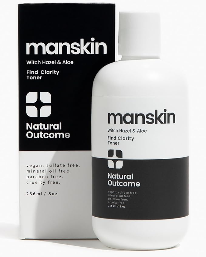 Natural Outcome Man Skin Face Toner | Natural Daily Toner Enhances Men Facial Complexion | Pore Cleansing Facial Astringent with Witch Hazel & Aloe Vera for All Skin Types | 8 Oz