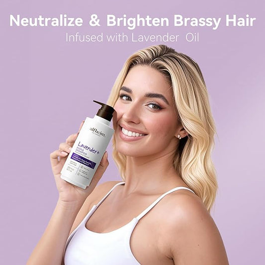 ALFHEIM Lavender+ Purple Shampoo | Moisturizing & Brass Control | Sulfate-Free, Color-Safe | For Blonde, Silver & Highlighted Hair | Infused with Lavender Oil & Vitamin E | 18 oz