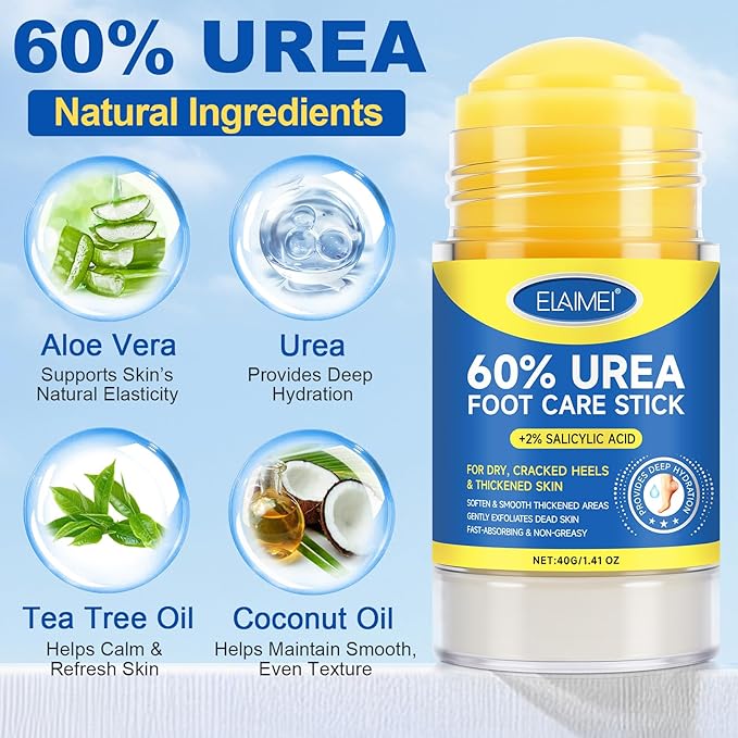 Urea Cream 60 Percent for Feet with 2% Salicylic Acid - Urea Foot Cream for Cracked Heels and Dry Skin, Deep Moisturizing, Callus Remover and Soften - Cracked Heel Repair Cream - Foot Moisturiser 40 g