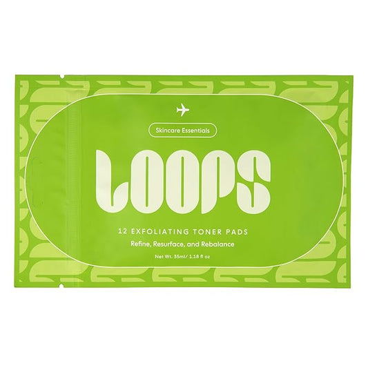 LOOPS Exfoliating Toner Korean Skincare - Refine, Resurface, and Rebalance Skin - Brightening & Anti-Aging Skincare - Pre-Soaked Bamboo Pad - Vegan, Natural, Biodegradable Toner Pads for Face