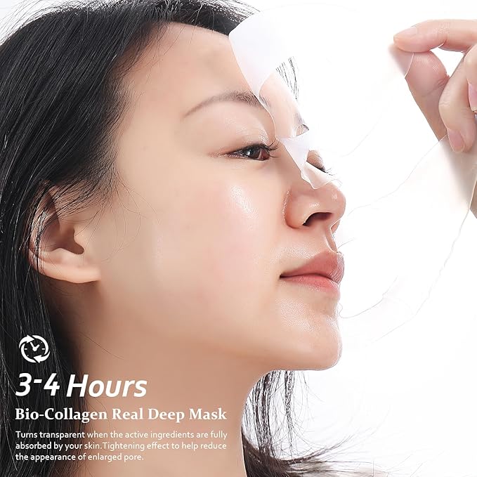 Collagen Night Wrapping Mask, Bio-Collagen Face Masks - Deep Hydrating Overnight Face Mask, Korean Skincare, Facial Treatments & Masks for Women - Firming and Moisturizing, 4-Pack