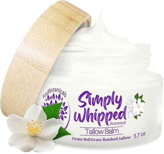 Simply Whipped Tallow Balm, Only 3 Ingredients, Grassfed/finished Tallow, Manuka Honey, and Jasmin Scent (Essential Oil) 50g (1.7 oz)