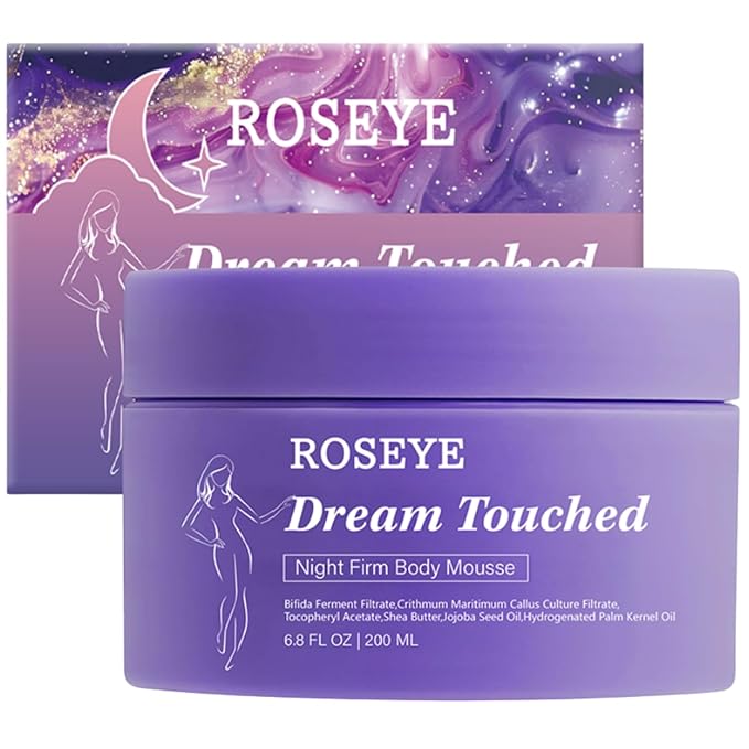 Dream Touched Night Firm Body Mousse – Hydrating Overnight Body Cream, Skin Tightening & Anti-Wrinkle Moisturizer, Firming Whipped Lotion for Youthful Glow, 6.8 FL OZ