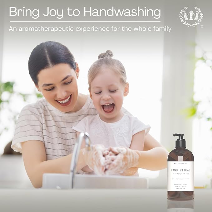 Muse Apothecary Hand Ritual - Aromatic and Nourishing Hand Soap, Infused with Natural Aromatherapy Essential Oils - USDA Certified Biobased - 16 oz, Coconut + Sandalwood