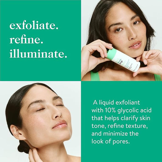 good.clean.goop Beauty The Illuminator 10% Glycolic Toner | Correct Texture and Minimize Pores | Glycolic Acid, Black Tea Ferment, & Snow Mushroom Extract | Helps Even Skin Tone | Vegan | 3.4 Fl oz