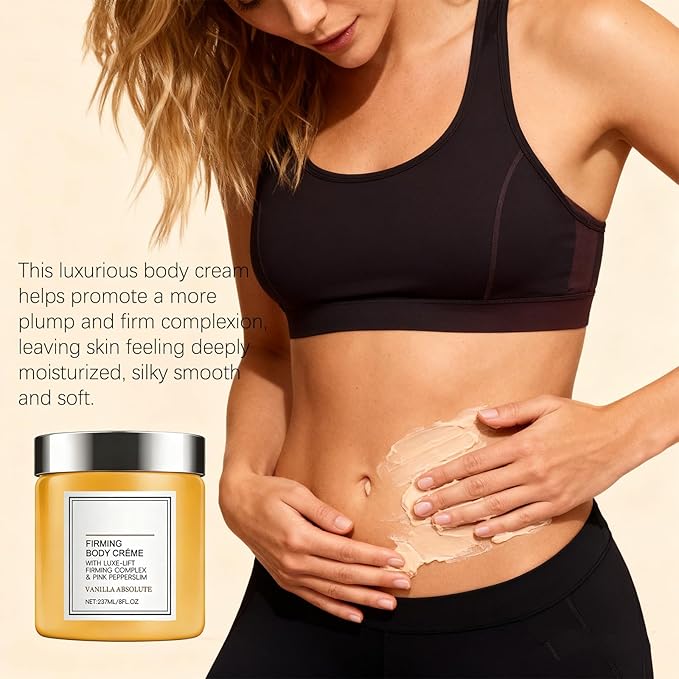 Champagne Firming Body Cream - Anti-Aging Lifting Cream to Tighten Skin & Hydrate, Fights Crepey Skin on Arms, Legs, Body with Luxe-Lift Complex, Vanilla Scented Body Cream (02)