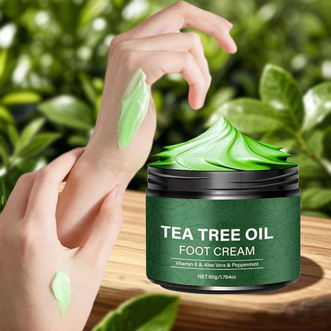 Tea Tree Oil Foot Cream,1.76 oz Foot Cream for Dry Cracked Heels and Feet,Enriched with Aloe Vera Vitamin E & Peppermint,Moisturizing & Soothing for Healthy Feet (3)