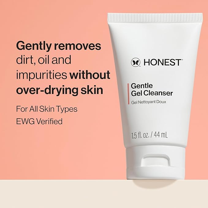 Honest Beauty Mini Gentle Gel Daily Face Cleanser | Calms, Refreshes, + Hydrates | Vegan + Safe for Sensitive Skin | Travel Size, 1.5 fl oz