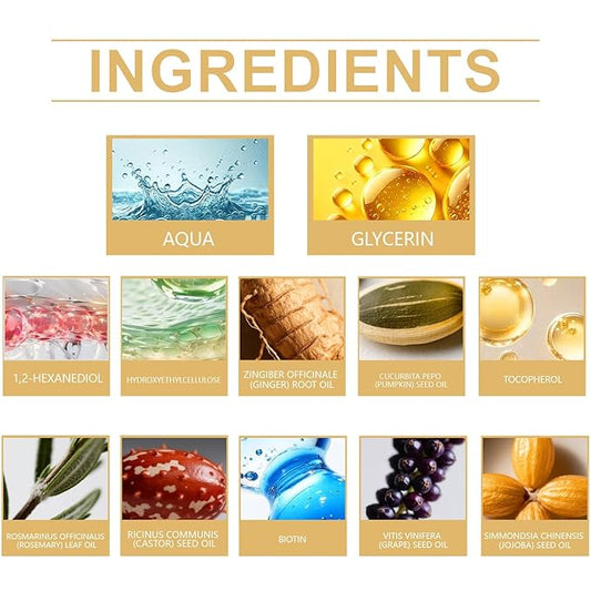 Rosemary Seed Hair Oil With Castor & Biotin, 5-in-1 Treatment For Hair Growth, Deep Moisturizing & Nourishing, Scalp Care With Ginger & Jojoba Oils, 100mL + Applicator Kit(100ml)