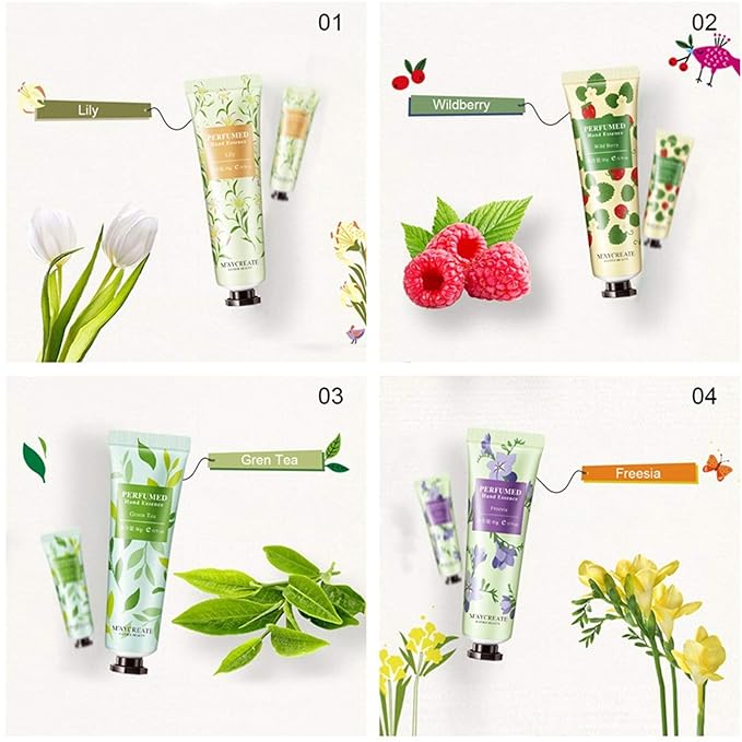 10 Pack Fruits Fragrance Hand Cream, Moisturizing Hand Care Cream Travel Gift Set With Shea Butter Natural Aloe and Vitamin E For Men And Women-30ml
