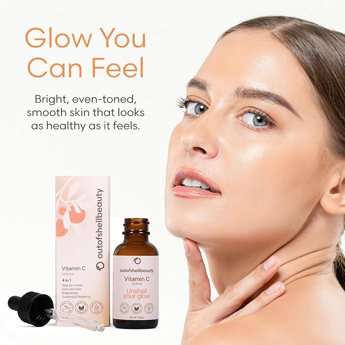 Vitamin C Serum for Face by Outofshell Beauty – 4-in-1 with Real Retinol, Hyaluronic Acid, Niacinamide – Brightening, Evens Skin Tone, Lightweight, No Irritation