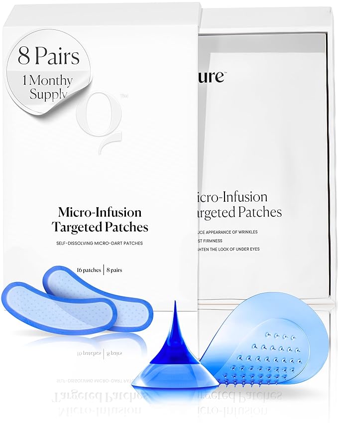 Qure Skincare MicroInfusion Targeted Patches - 8 Pairs of Targeted Under Eye Patches Formulated for Fine Lines & Wrinkles - Retinol, Caffeine, Niacinamide & Peptides - Dissolvable for Overnight Use