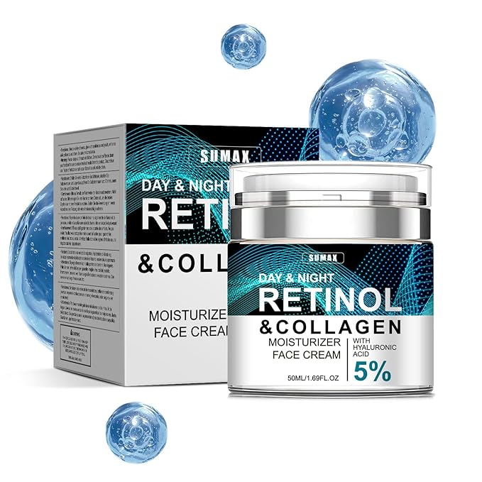 Collagen, Retinol & Hyaluronic Acid Cream - Anti-Aging Face Moisturizer for Face, Firming Skin Care for Neck Décolleté, Daily Moisturizer Cream Day & Night - 1.7 fl.oz