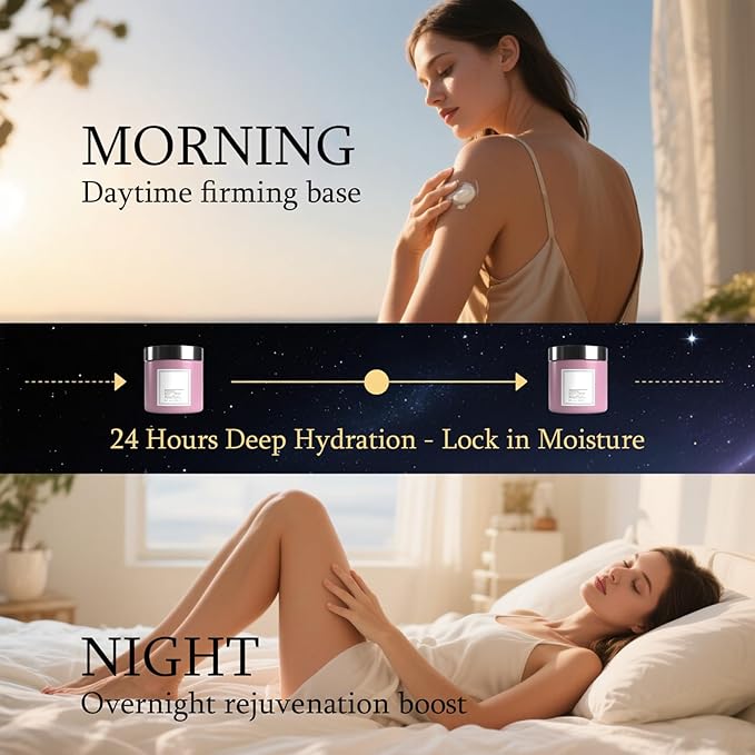 Champagne Lift Hydrating Firming Body Cream,Age-Defying Champagne Body Cream for Crepey,Dry & Sagging Skin, Rejuvenating Champagne Body Firming Cream with Pink Pepperslim & Luxe-Lift Complex, 8 oz