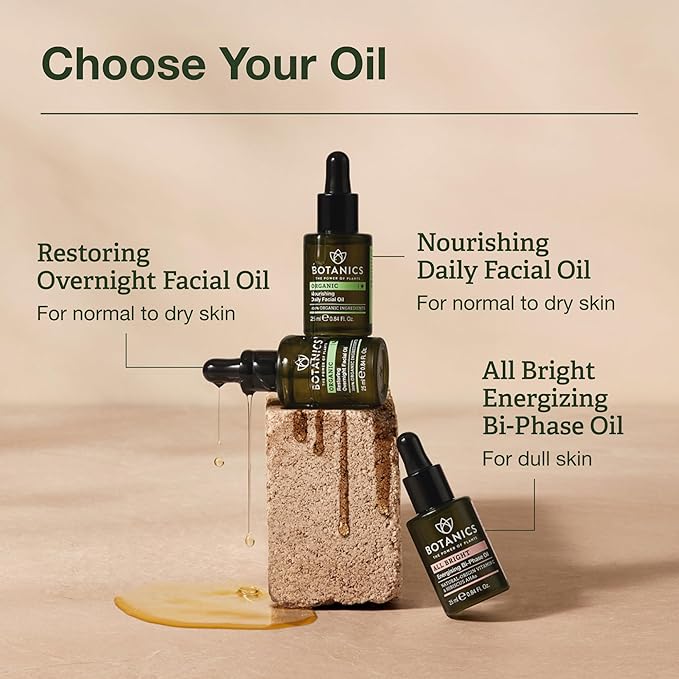 Botanics Organic Restoring Overnight Face Oil for Women & Men - Powered by Rosehip Oil - Lightweight, Non-Greasy & Hydrating - Vegan & Cruelty-Free Skincare (0.84 Fl Oz)