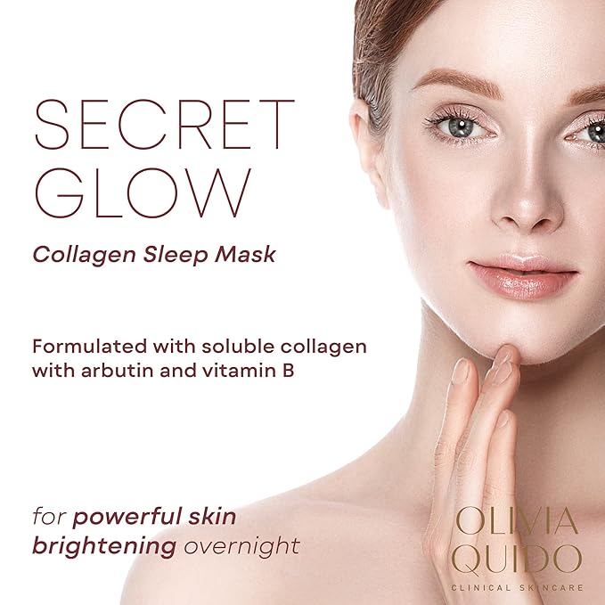 OLIVIA QUIDO Clinical Skin Care Secret Glow |Anti-Aging Collagen White Mask | Brightening Night Cream for Face and Neck| Intense Brightening Glutathione Formula Smoothens For Dewy & Glowing Complexion