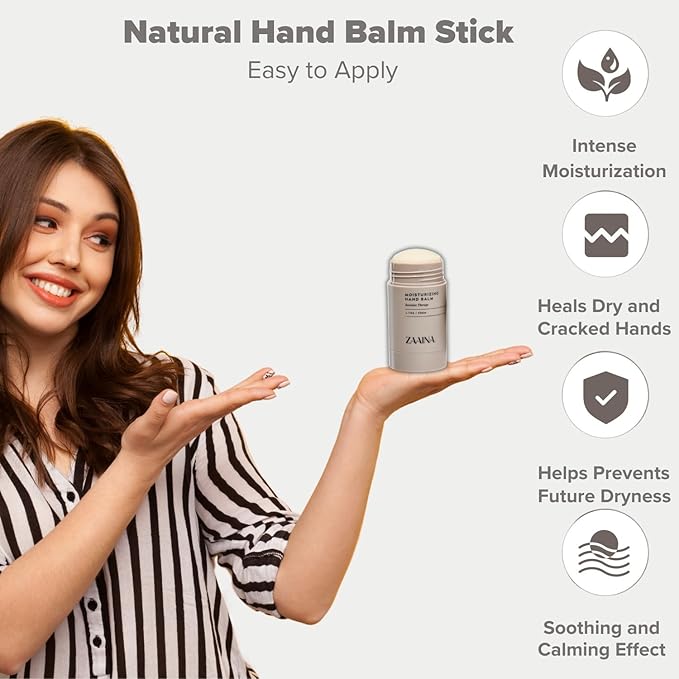 ZAAINA Intensive Hand Balm Stick - Miracle Hand Cream for Dry and Cracked Skin, Natural Soothing Moisturizing Balm for Dry Hands, Fast Relief for Men & Women from Extreme Dryness, Handmade in USA