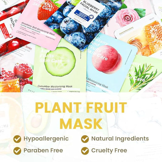 8 Pack Honey Face Sheet Mask Skincare,Hydrating Face Mask For Sensitive Skin,Moisturize,Soothing,Nourish for All Skin Types,Natural Spa Party Facial Mask Skincare Set for Women Men Girls