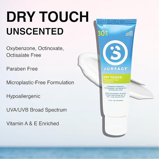 Surface Sunscreen Lotion SPF 50 for Face and Body, Natural Formula, Lightweight and Reef Friendly, Broad Spectrum UVA UVB Protection, Water Resistant Sun Care for Outdoor Use, Fragrance Free, 1.5oz