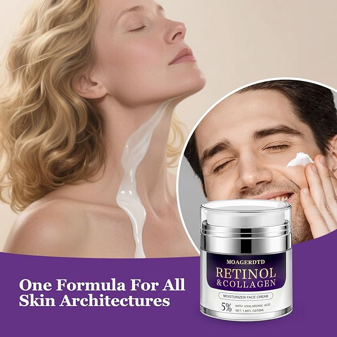 Retinol Collagen Cream is a Anti-aging and deeply hydrating formula. It's loaded with retinol and hyaluronic acid, making it suitable for use both during the day and at night 1.86 Fl Oz