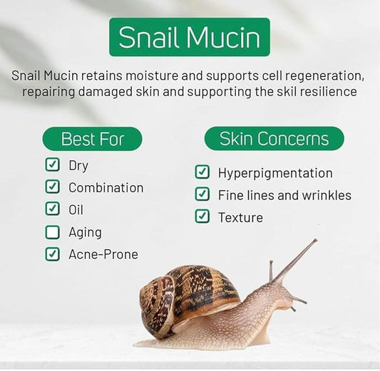 99.25% Korean Skin Care Snail Mucin Moisturizer Cream - Snail Mucin Essence Night cream-Face Serum | K Beauty Collagen Cream for Glass Skin