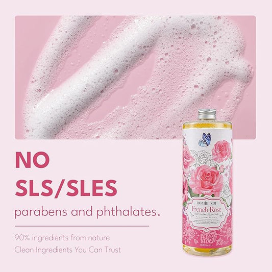 Rose Foaming Hand Soap Refill Gift Set – 3 Pack (33.8 Fl Oz Each) with Refillable Dispenser, Romantic Floral Scent, Moisturizing & Biodegradable for Bathroom, Kitchen, Sensitive Skin