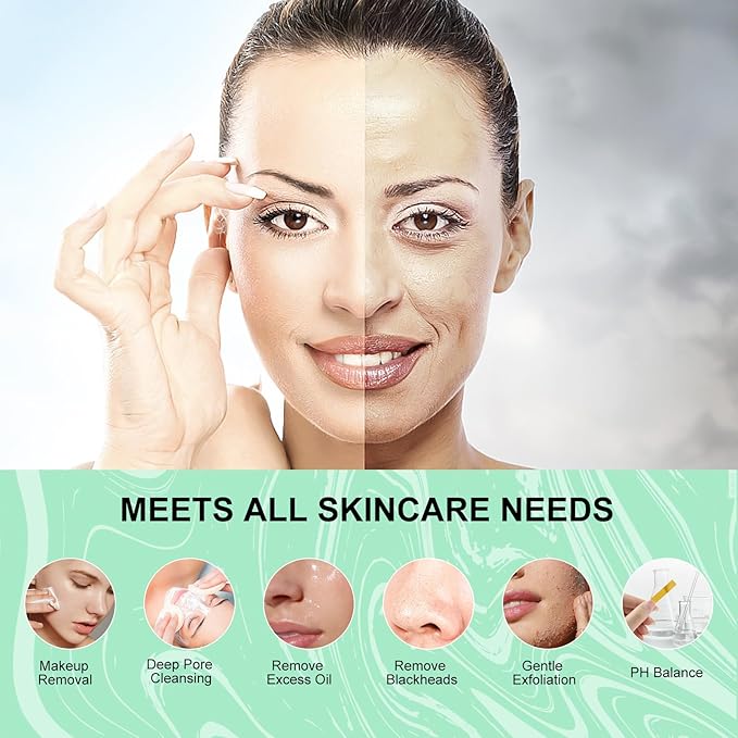 Facial Cleansing Brush, Silicone Face Scrubber Exfoliator for Men & Women, Electric Face Brush Waterproof, with 3 Speeds Adjustable for Deep Cleaning, Removing Blackhead, Facical Massaging