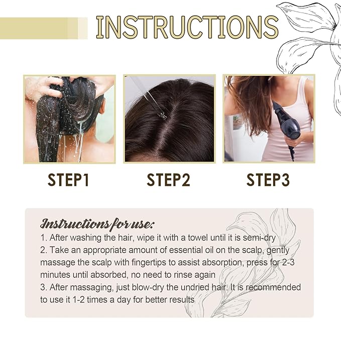 60 ML Eelhoe Natural Hair Growth Oil, HuaQing Natural Hair Growth Organic Rosemary Oil for Dry Damaged Hair and Growth Thin Hair.