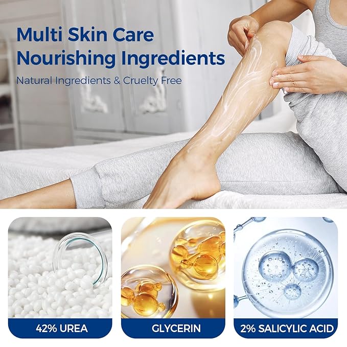 OUKEYA Urea Cream 42 Percent with 2% Salicylic Acid Tube 3 Oz, Urea Foot & Hand Cream for Dry Cracked, 40 per Urea Lotion for Feet Maximum Strength