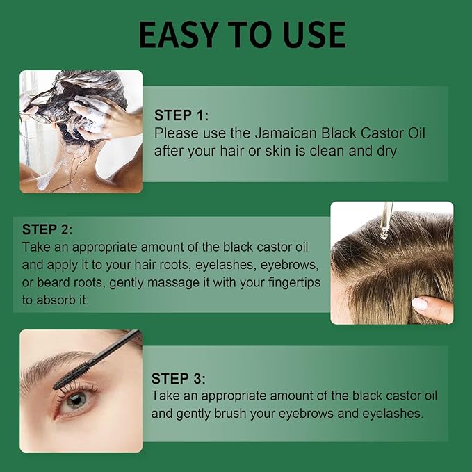 Jamaican Black Castor Oil for Hair Growth, Castor Oil Cold Pressed with Biotin for All Hair Styles 2 Fl Oz/pcs